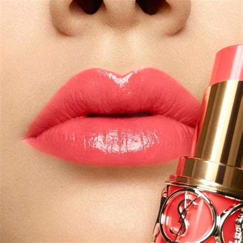 ysl beauty rouge volupte shine no.74 coral in craze|ysl love shine lipstick.